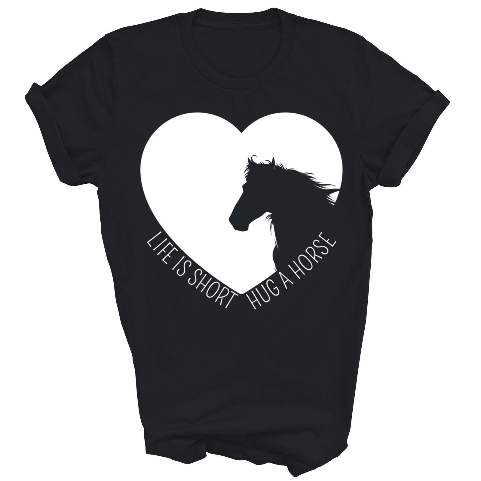 Life Is Short Hug A Horse Horse Girl Shirt Gift Unisex T-Shirt M