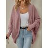 Women New Arrival Solid Medium Length Knit Cardigan, Autumn Winter Casual Open Front Knitted Sweater