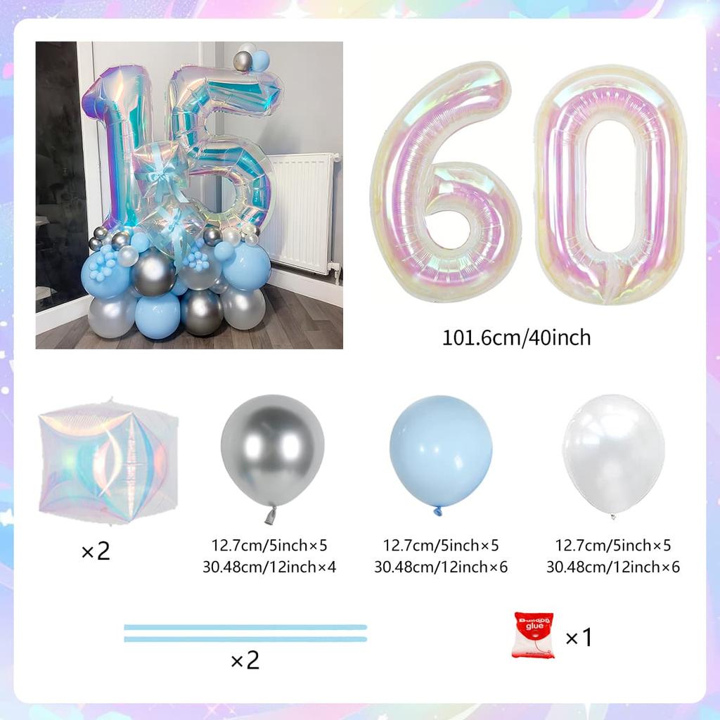 Colorful Rainbow Balloon Set Digital Transparent Colorful Aluminum Film Balloon Commemorative Day Birthday Party Decoration