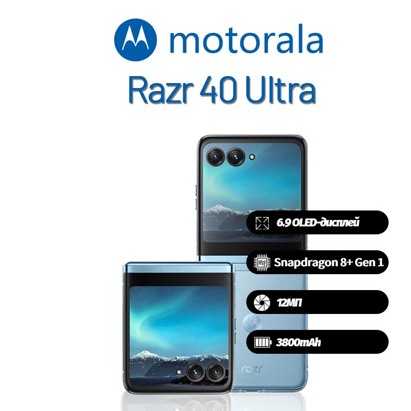 

Смартфон Motorola Moto Razr 40 Ultra підтримує Nano-SIM+eSIM, Абсолютно новий 256GB синій
