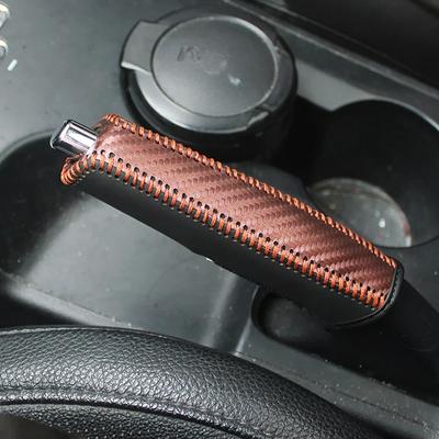 Car Hand Brake Cover Carbon Fiber Style Universal Car Handbrake Sleeve PU Leather Cover Anti-Skid Auto Parking Brake Protection