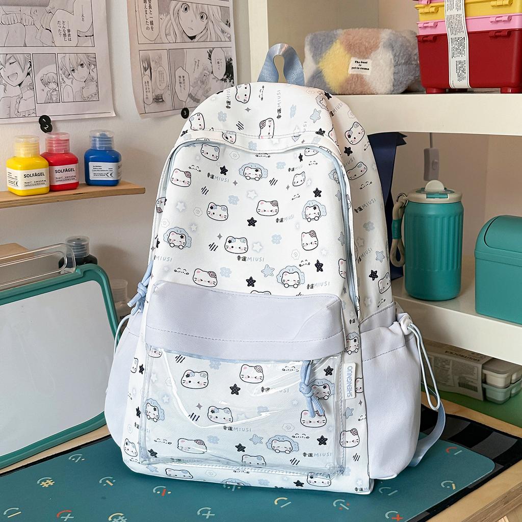 Schoolbag Japanese New Cartoon Kitten Backpack Large Capacity Junior High School Student Schoolbag Casual Versatile Teen Backpack