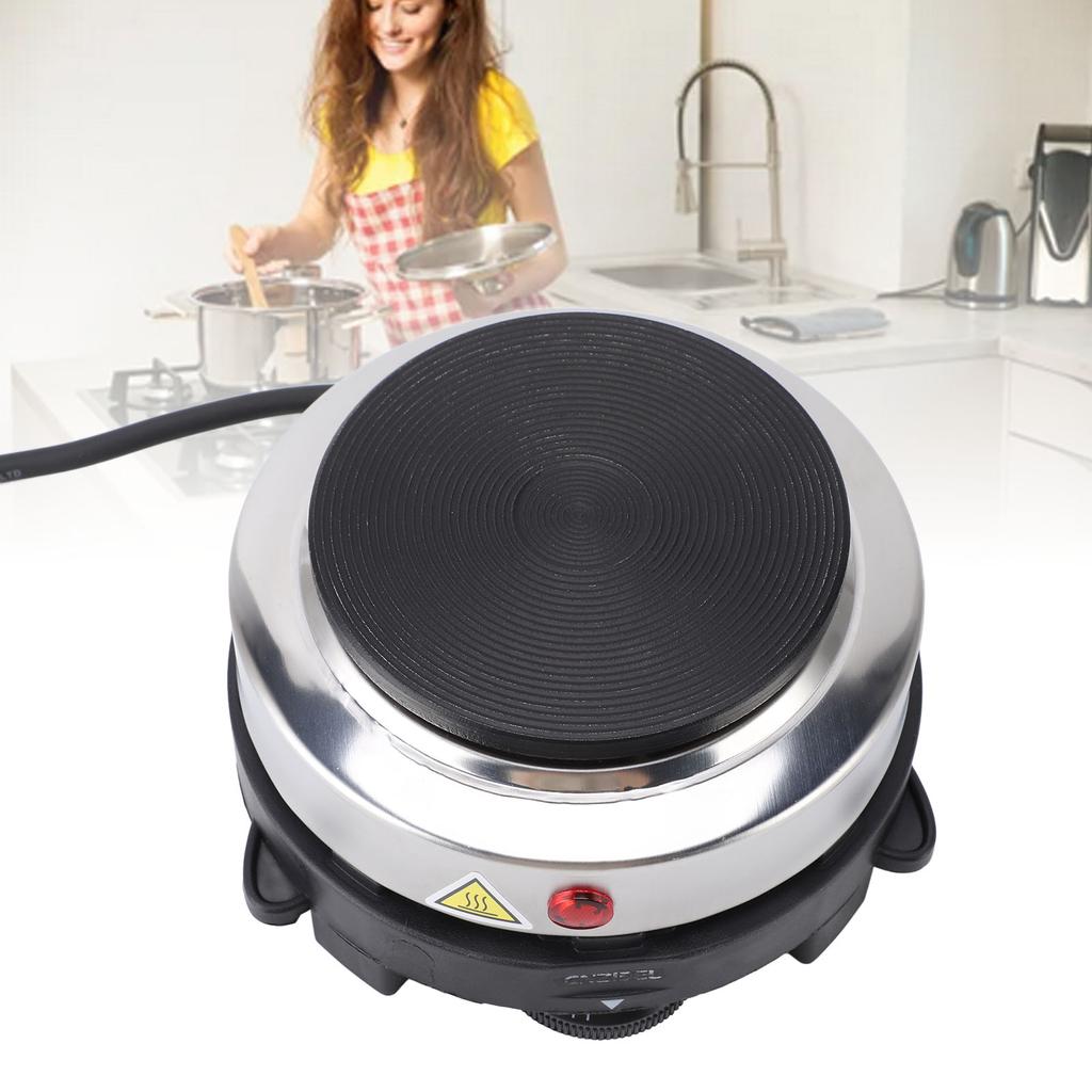 Kleine elektrische Kochplatte, 500 W, Edelstahl, 6 Geschwindigkeiten, Temperatur einstellbar, elektrischer Teekannenbrenner