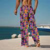 Men Orange Green Red African Kente Geometric Print Drawstring Straight Trousers With Side Pockets Ethnic Bottoms