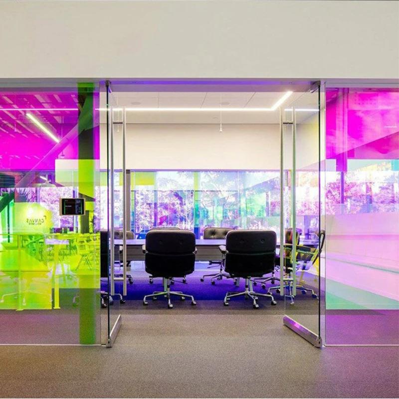 Mul-size Chameleon Window Film Colorful Window Tint for Home Office Rainbow Color Glass Vinyl Self Adhesive Stained Glass Films