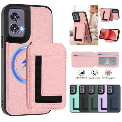 Magsafe 2 em 1 Capa tipo carteira destacável Motorola com suporte magnético para cartão e capa flip de couro PU para Moto G Power/G Play/G85/S50 Neo/G Stylus