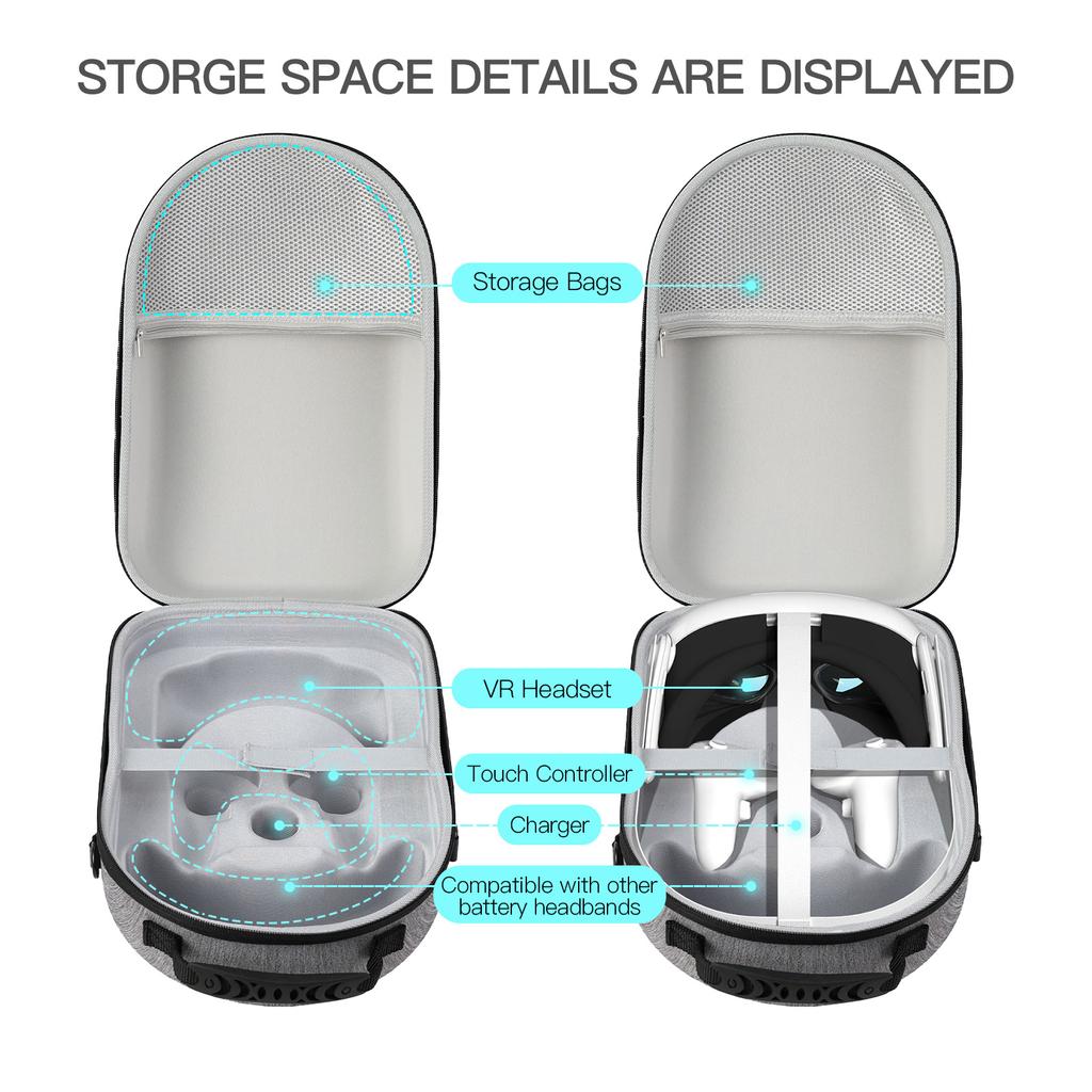 Travel Carrying Case for 3 VR Glasses Gaming Headset Controllers Device Accessories Shockproof EVA Storage Bag