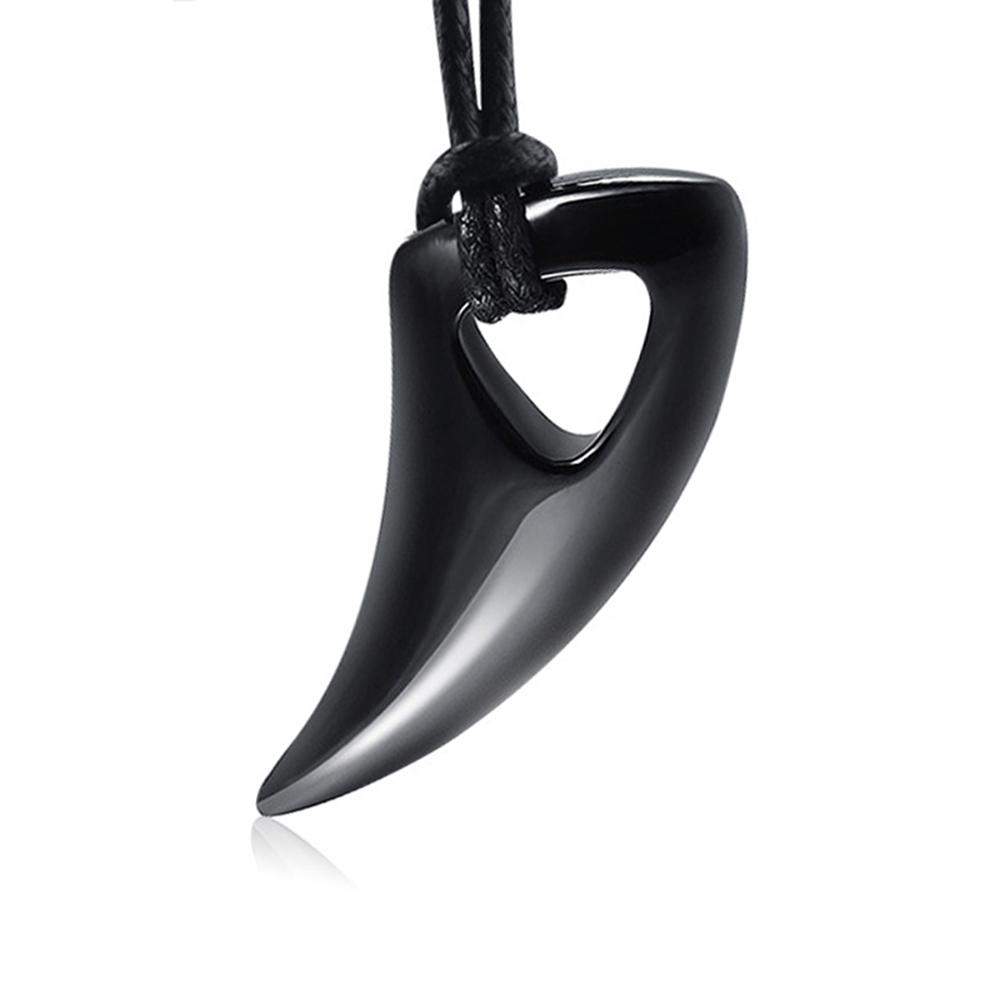 Punk Hip Hop Wolf Tooth Leather Rope Pendant Necklaces For Men Women Stainless Steel Fashion Animal Amulet Jewelry