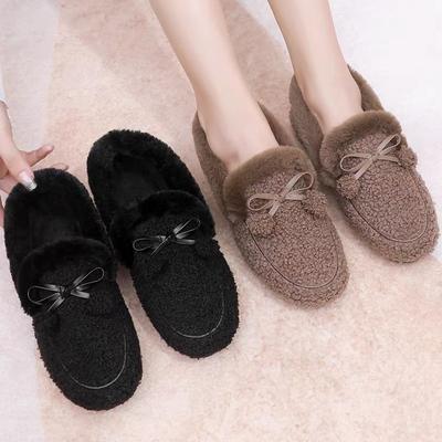 Herbst- und Winter-Samt-verdickte Baumwollschuhe Damen Dicksohlen-Slipper vielseitige Haus-Indoor-Damenschuhe