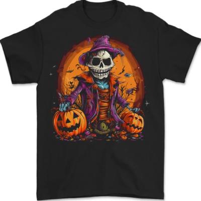 Skeleton Halloween Skull Men’s T-Shirt 100% Cotton  Unisex T-Shirt
