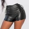 Black High Waist Stretch Shorts Women Tight Casual Pants Faux Leather Booty Pants Plus Size