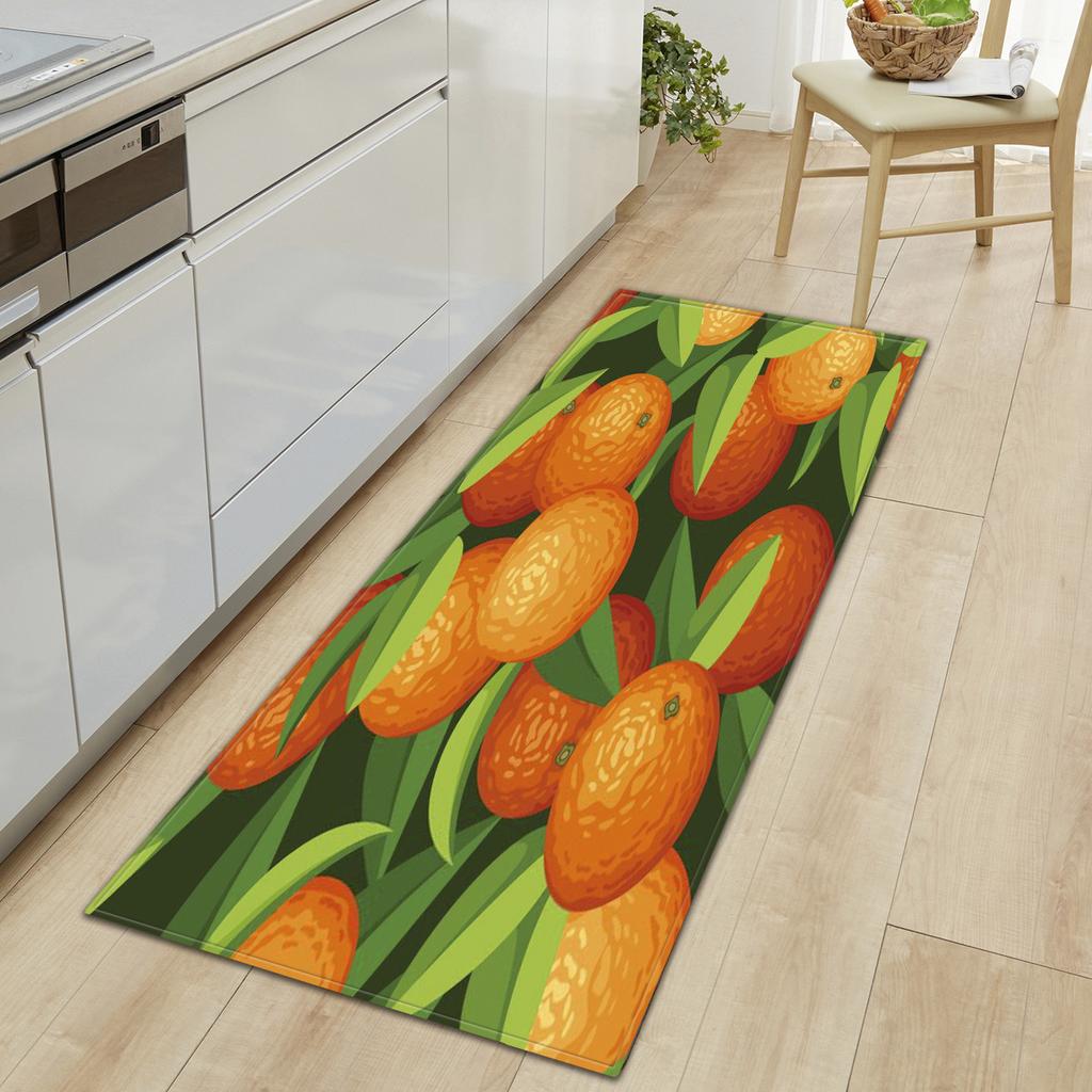 Tapete de cozinha de frutas e vegetais frescos, macio e espesso, tapete de chão de cozinha, à prova d'água, antiderrapante, à prova de óleo, tapete de chão, tapete de corredor