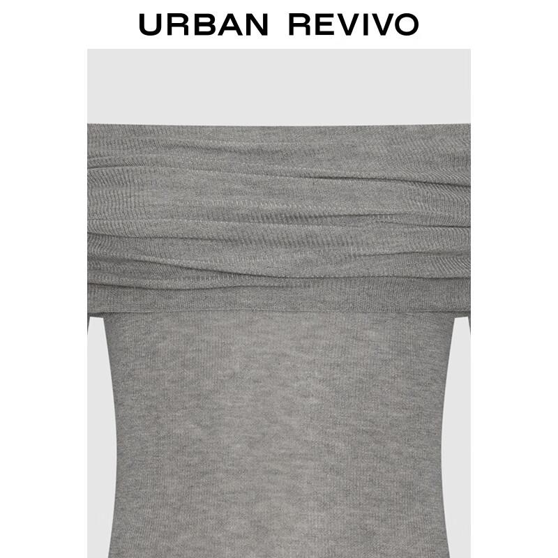 UR 2025 Fall Elegant Off-Shoulder Slim Knit Top