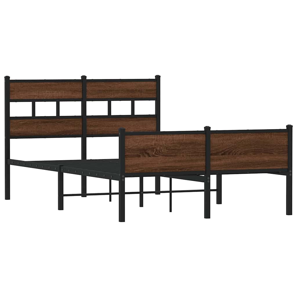 Bed Frame Without Mattress Brown Oak Effect 120 X 200 Cm Engineered Wood