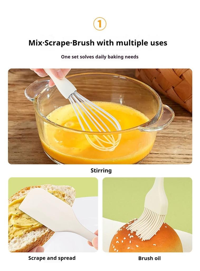 Silicone Baking Set Cake Cream Spatula Scraper Kitchen Household Egg Whisk Barbecue Oil Brush Gadget Kitchen Supplies