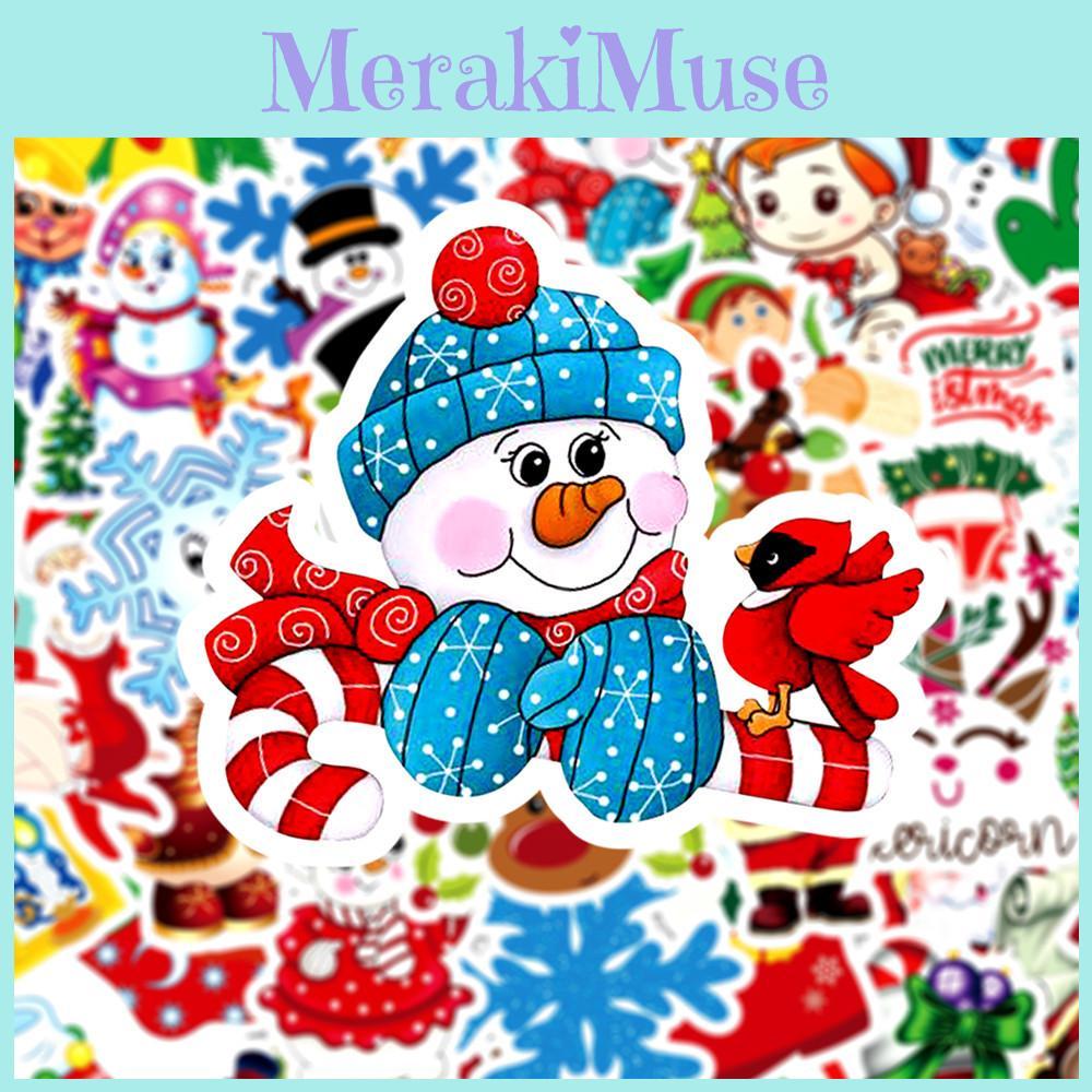 50 Christmas Themed Waterproof Stickers For Personalized Water Bottles