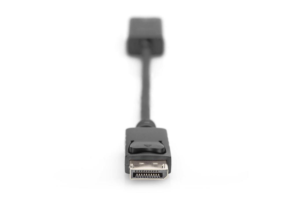 Kabel adapter DIGITUS DisplayPort z zatrzaskiem 4K 60Hz UHD Typ DP/HDMI A M/Ż czarny 0,2m