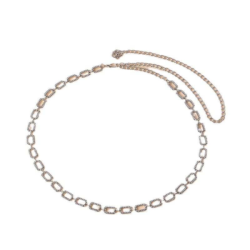 Women's High-end Waist Chain Women's Belt Fashionable Rhinestone Blingbling Flash Love Flowers Thin Waist Chain