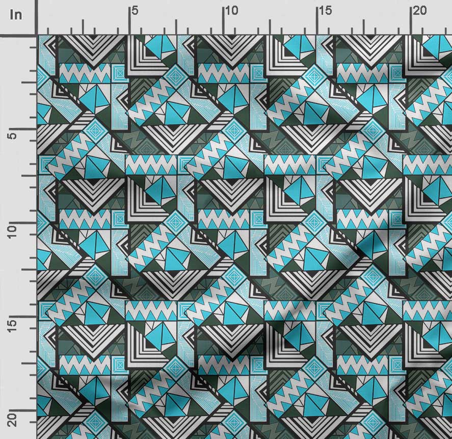 Soimoi Geometrischer Druck, Baumwollbatist, Quiltstoff, verkaufter Massenware 42 Zoll breit, mittelschwerer Baumwollstoff,