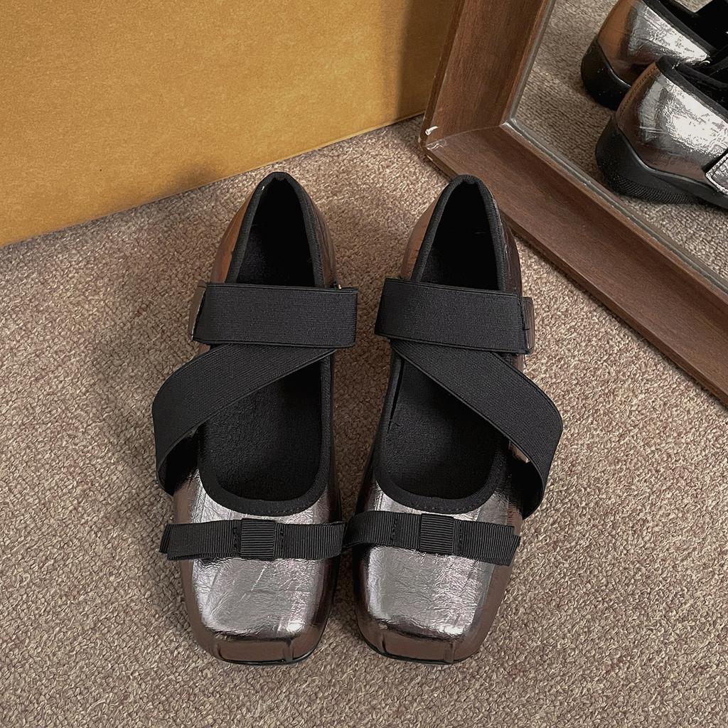 Queen Fan retro square head shallow mouth platform single shoes women's summer 2025 new with skirt soft sole Mary Jane shoes