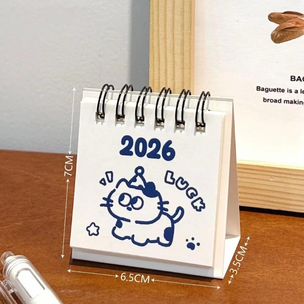 New Mini 2026 Desk Calendar Portable Cartoon Monthly Planner Schedule Planner Office School Supplies