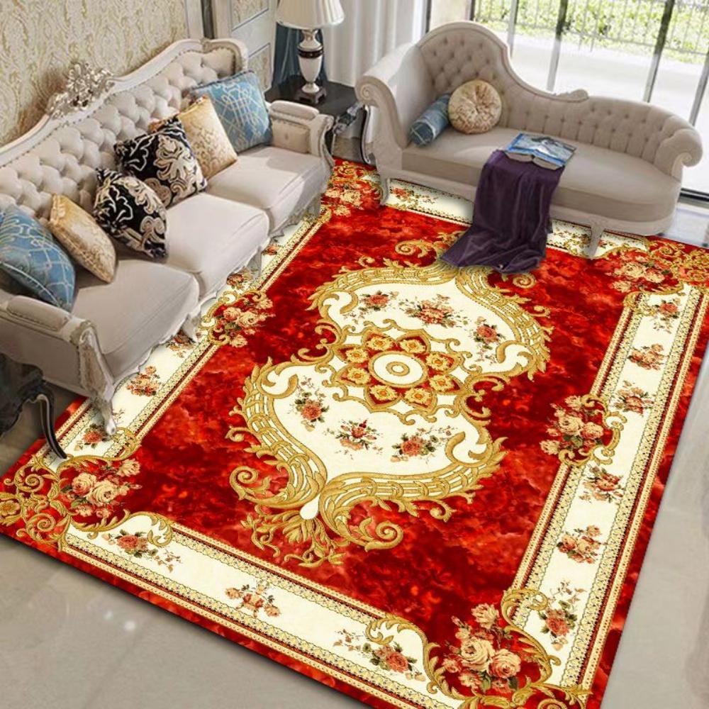 Regal Red Persian Style Carpet Luxury Living Room Decor Elegant Sofa Rug Bedroom Bedside Rug Lounge Floor Mat Kitchen Mat Gifts