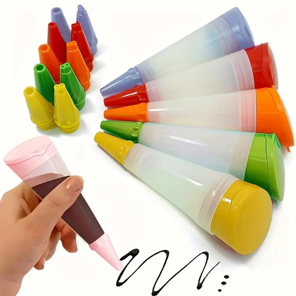 Reusable piping bag set, pastry decoration pen set, with 3 silicone tips, reusable cake decoration tools, random colors