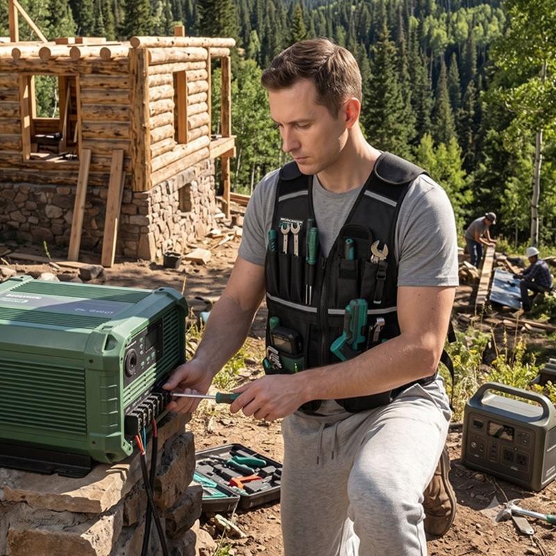 Multi-Pocket Utility Vest With Reflective Trim and Adjustable Side Bands for Keeping Common Work Items Close During Maintenance and Installation Tasks