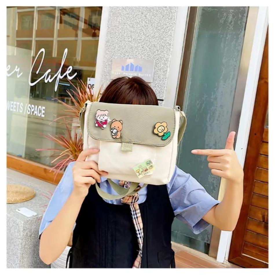 1 Stück Leinwand Kleine Tasche Damen Individuell Umhängetasche Niedlich Student Koreanischer Stil Einzelne Handytasche Schultertasche