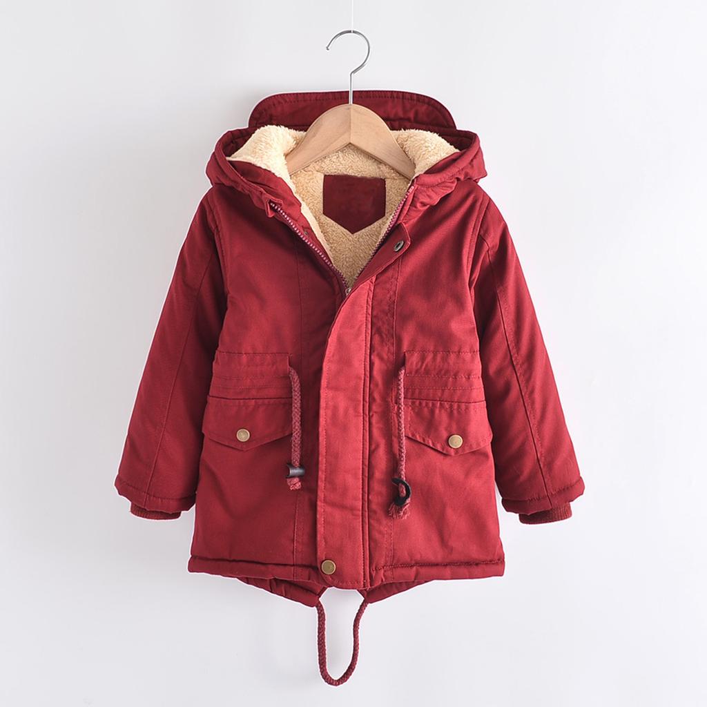 Children's Solid-color Thickened Coat Jackets For Girls And Boys
