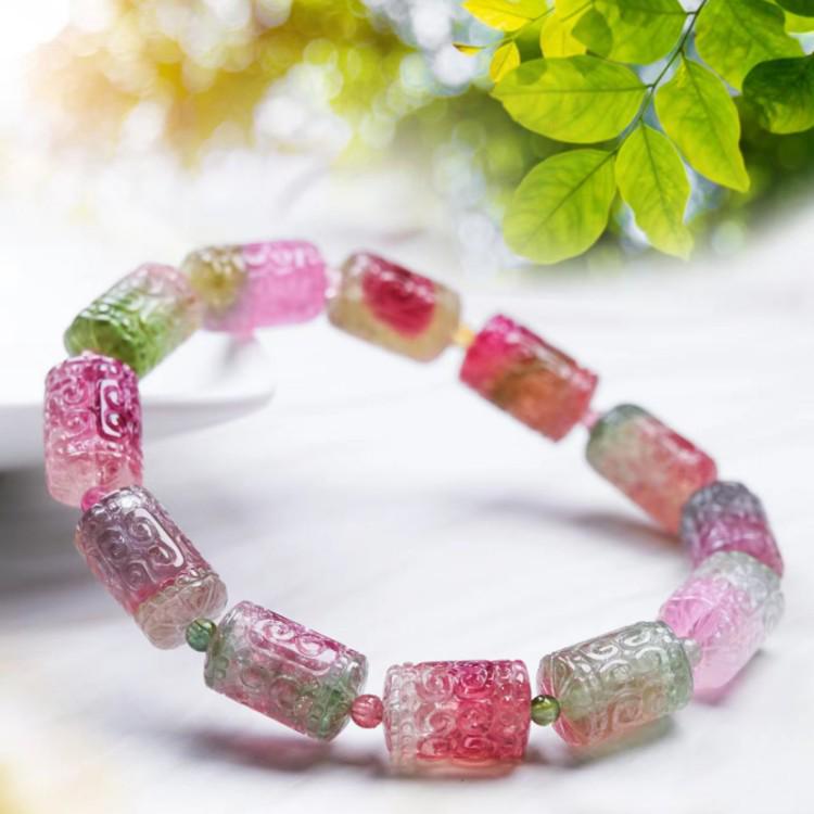 Peach Cixi Natural Tourmaline 3mm Bracelet: Single or Multiple Strands, Novel Style