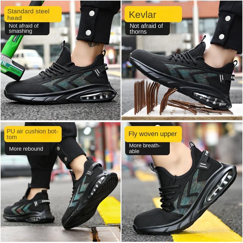Labor Insurance Shoes Men's Anti-smashing and Anti-piercing Air Cushion Shock-absorbing Work Shoes Safety Shoes