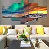 Modern Wall Art Decor Painting Natural Landscape Aurora Borealis 5 Pieces Snow-Capped Mountains And Lakes Pictures Canvas Print