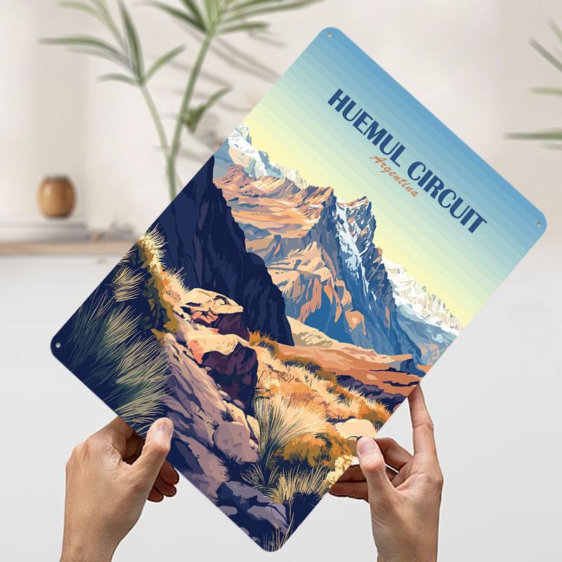 

Huemul Circuit Argentina Landscape Art Metal Poster Customized Wall Art Retro Vintage Tinplate Signs for Home Decorations Decor 20x30cm（7.8x11.8inch）