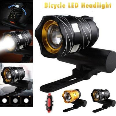 Gece Sürüşü için Flaş Fonksiyonlu En İyi Dağ Bisikleti Işıkları, Süper Parlak Ücretsiz Yakınlaştırma Su Geçirmez T6 LED Bisiklet Işık Bisiklet USB Şarj Edilebilir Bisiklet