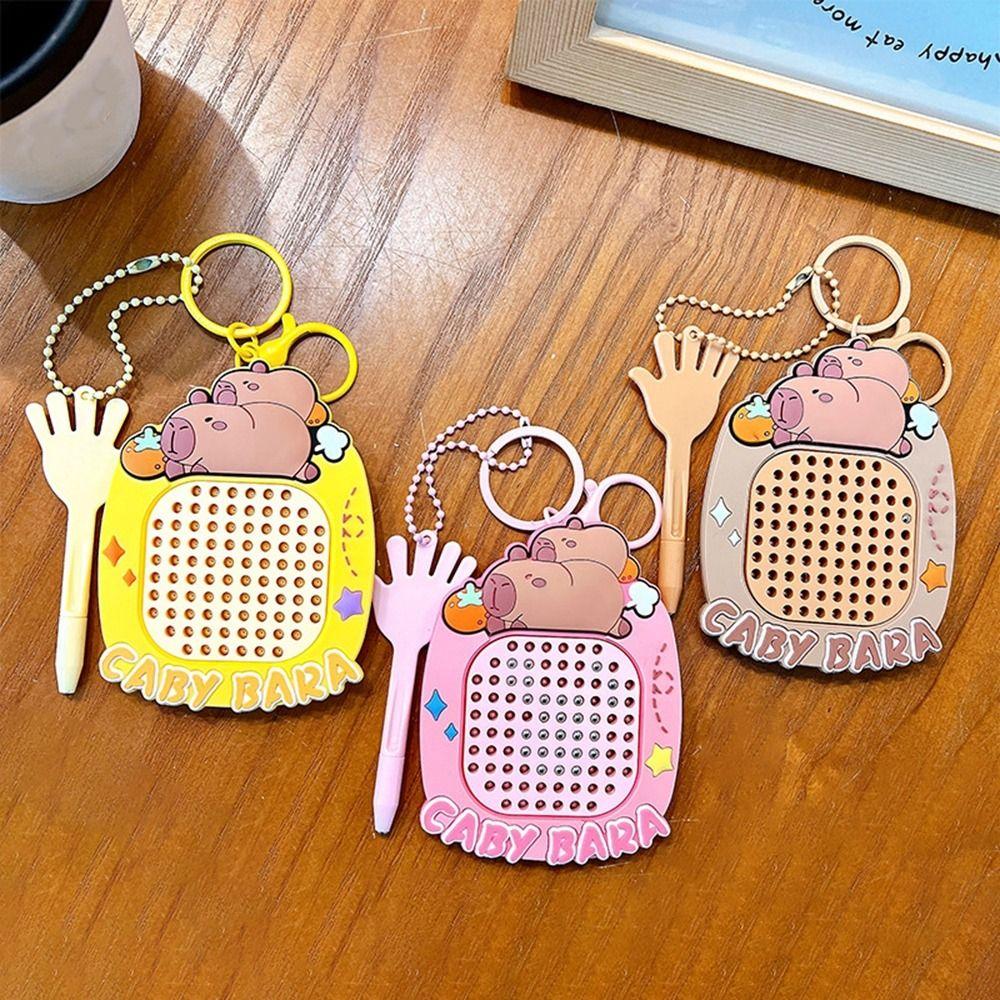 Decompression Capybara Drawing Board Keychain Hanging Schoolbag Pendant  for Kids Toys