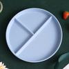 Divided Dish In Three Diet Reusable Round Dinner Plate Kitchen Dinnerware Portion Plate for Adults 3 Compartments Microwave Safe