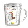 Cartoon Handle Straw Cup: Heat-Resistant Glass with Printed Logo and Measurement Scale, Perfect for Milk and Breakfast