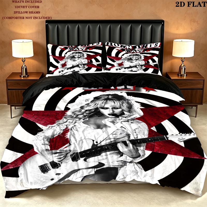Gaga Pattern Bedding Set Quilt Cover Pillowcase Home Decor Gift (1 * duvet cover + 2 * pillowcase, without core)