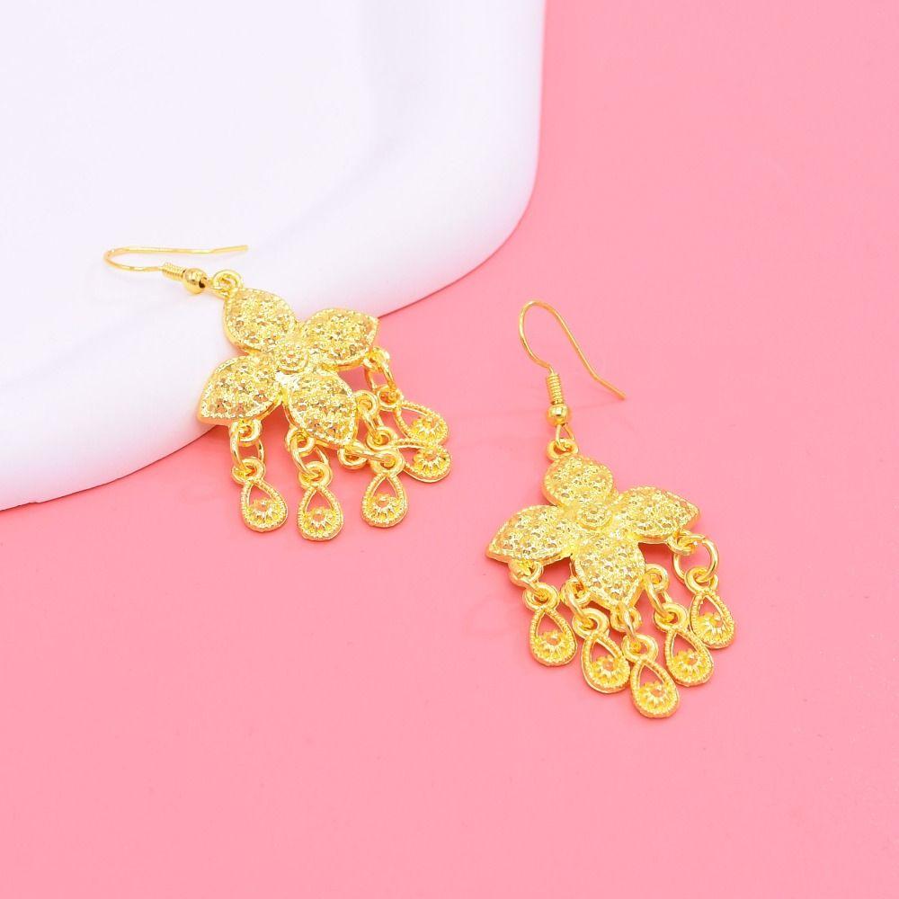 Zinc Zinc Alloy Necklace Earrings Set Ethnic Women Jewelry Suit Vintage Gold Plated Jewelry Set  Gift