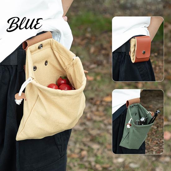 Hiking Accessories for Camping Waxed Canvas Foraging Bag Adjustable Belt Buckle Fastening Pouch Fruit Picking Bag Collapsible Drawstring Harvesting