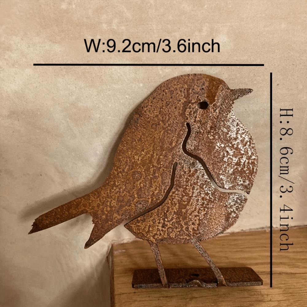 1pc Rusty Metal Robin Outdoor Decoration, Corroded Garden Bird Craft for Fence Yard, Halloween Christmas New Year Gift