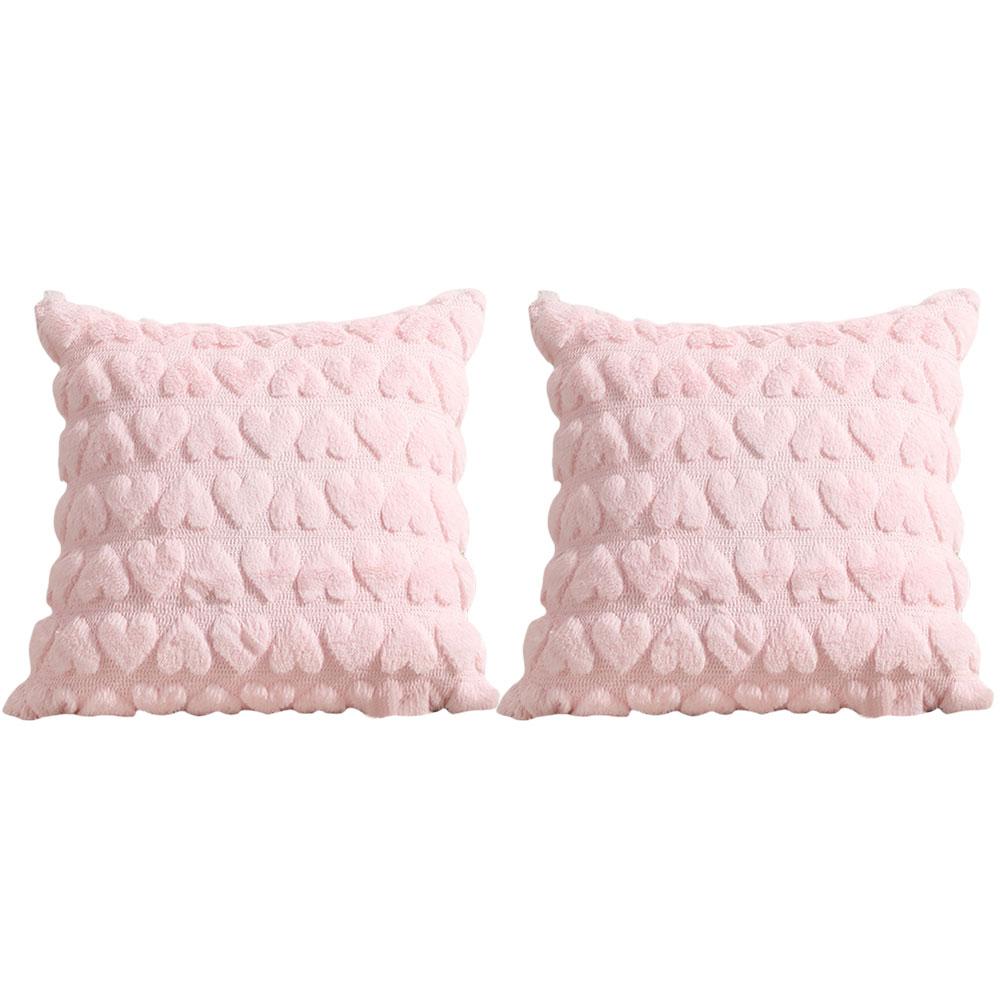 2 PCS Valentines Plush Pillow Covers Soft Plush Throw Pillows Pillow Cases Cushion Pillow Cover Valentines Day Decoration 40x40 розовый