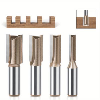 4Pcs/set Professional Grade Straight Cutter 12 Handle Metric Woodworking Slotted Milling Cutter Trimming Knife Carbide Milling Cutter