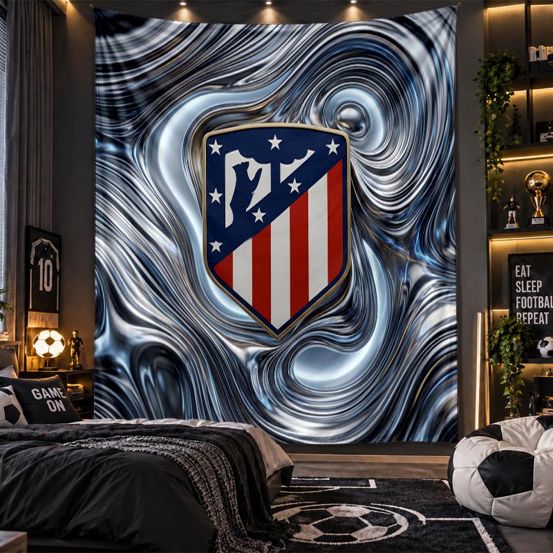 Wandbehang Wandteppich Atletico Madrid Druck Stoff für Wohnzimmer Schlafzimmer Heimdekoration