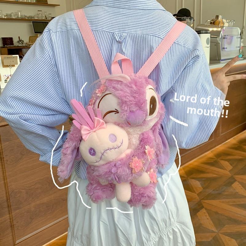 Plush Stitch Backpack With Zipper Pocket For Daily Use And Gift Ideas