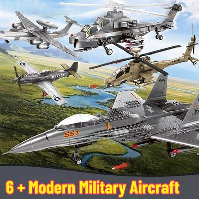 Military SR-71 Blackbird Spy Plane F-15 Heavy Stealth Fighter Aircraft Soldier Building Blocks Airplane Model Brick Kids Boy Toy