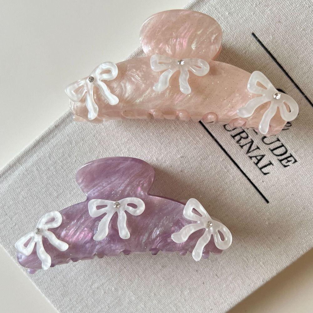 Barrette Bowknot Hair Clip Ballet Zircon Hairpin Personalized Acetic Acid Shark Clip  Streetwear