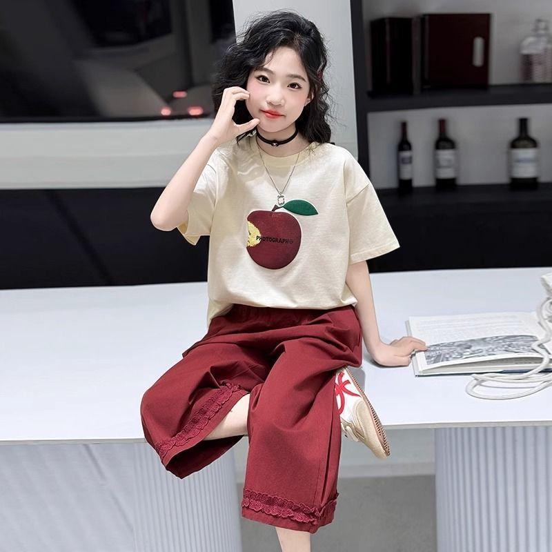 Girls Summer Short Sleeve T-Shirt Design Big Kids Trendy Cool Outfit Fashion Versatile Cute Princess Inspired Casual Top