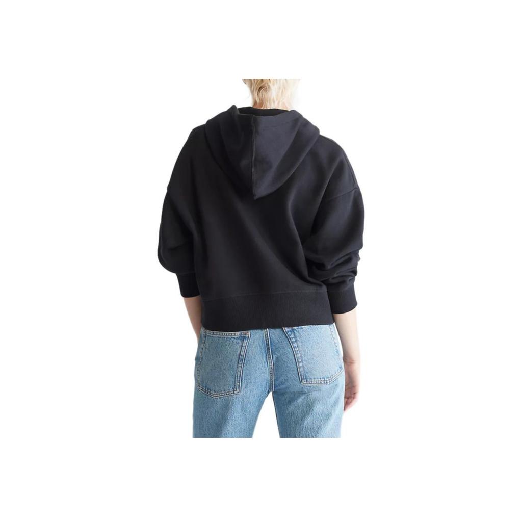 Calvin Klein Loose Fit Zip Up Hooded Drop Shoulder Long Sleeve Jacket Women Jackets Black 40WP104-001